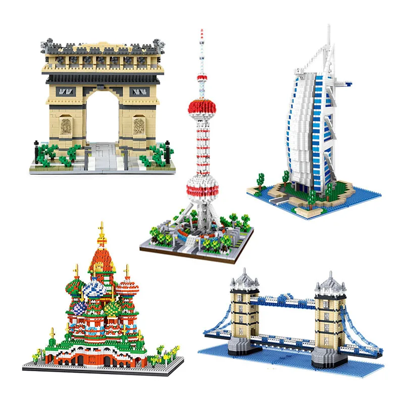 

World Famous Building 3D Model Mini Building Blocks Arc De Triomphe Tower Bridge Oriental Pearl Children's Educational Toy Gift