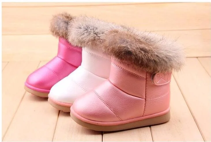 Baby Snow Boot Children Winter Shoes Fur Warm Girl Fashion Ankle Boot Kid Soft Leather Boots Baby Cotton Shoes Waterproof B160