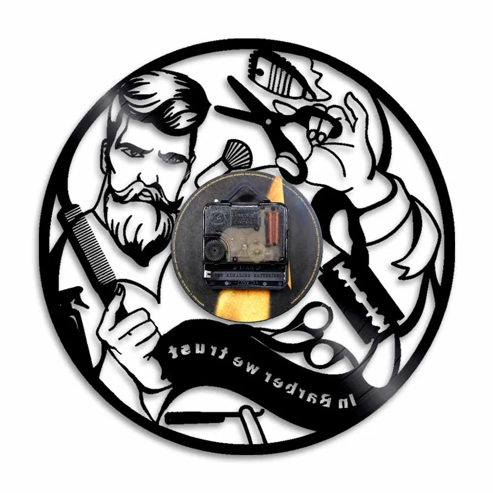 Тихие настенные часы с виниловой пластиной для парикмахерской|Настенные часы| |