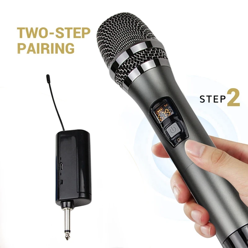 Беспроводной металлический микрофон ручная система с перезаряжаемым приемником