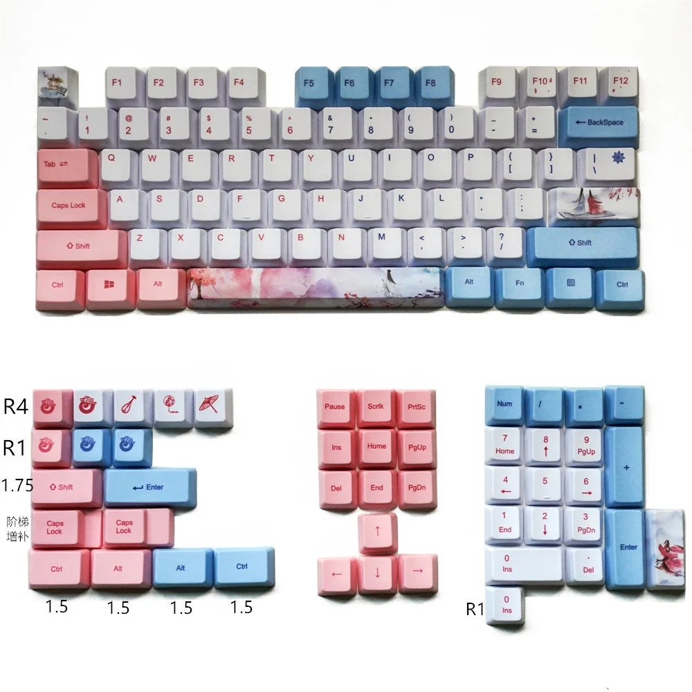 

PBT sublimation key cap OEM high compatibility: gh60 / 64 / 68 / 84 / 87 / 104 mechanical keyboard personality animation