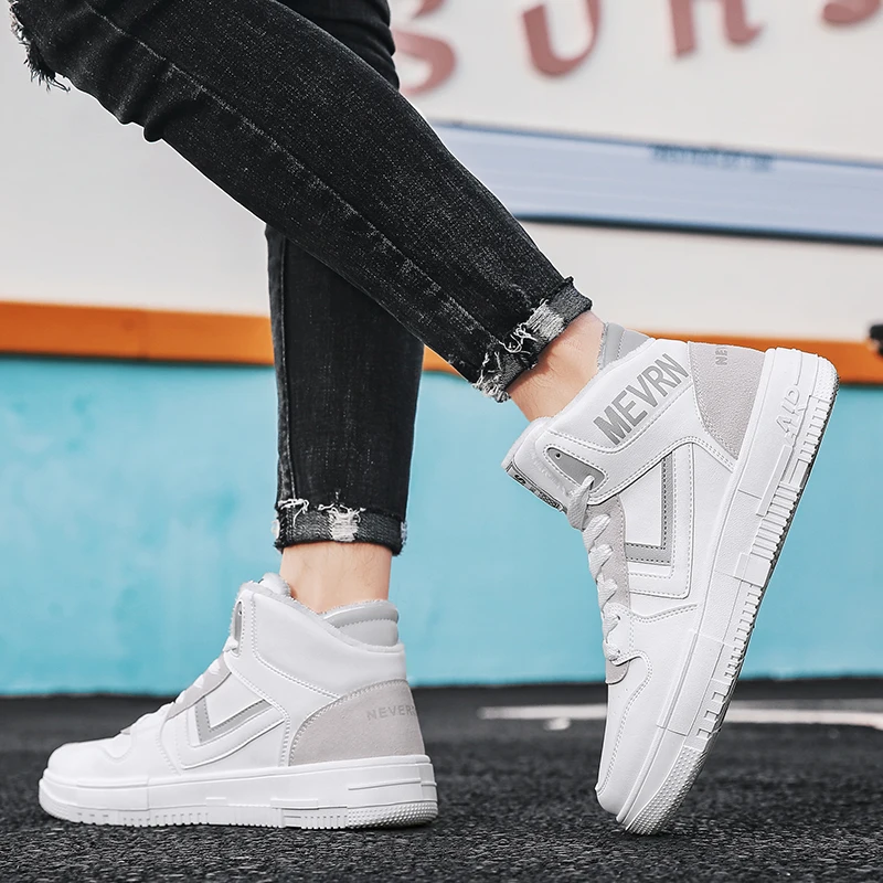 Мужские зимние высокие кроссовки CYYTL с мехом трендовая кожаная обувь для