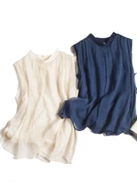 2021 new spring dress show thin loose silk silk collar loose sleeveless vest shirt flowing