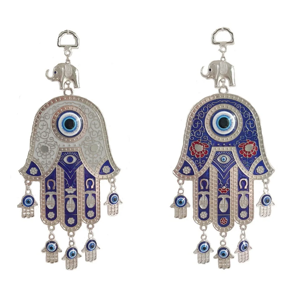 

Turkey Drop Oil Blue Eye Pendant Hamsa Fatima Key Pendant Elephant Palm Devil Eye Key Ring