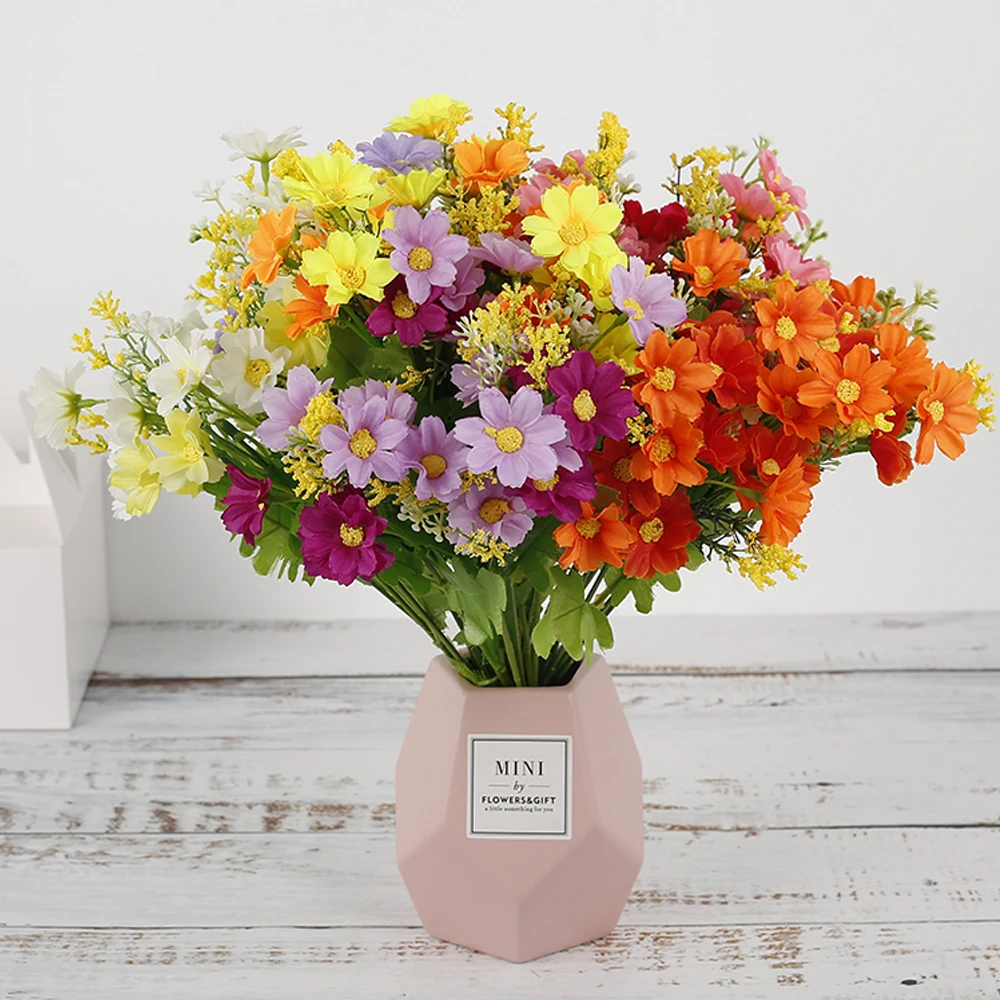 

6 Pcs Artificial Flowers Silk Daisy Flowers Faux Plants Bunches Mixed Color Fake Flowers Indoor Outdoor Garden DIY Decoration