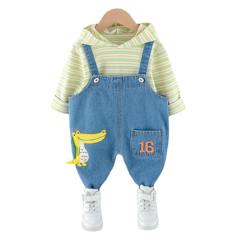 Модные осенние костюмы для малышей Детские повседневные толстовки в полоску