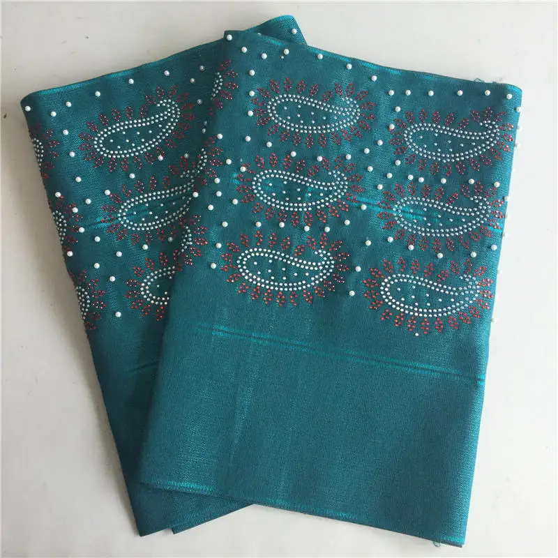 9 Headtie 2 шт./пакет в нигерийском стиле последние Aso Oke геле с камнями и бисером в африканском стиле геле под традиционное платье Aso Oke ткань 2 метров в длину LP30 - Цвет: 9