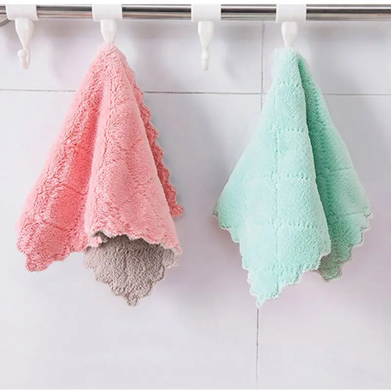 Двусторонняя салфетка для мытья посуды моющаяся утолщенная Коралловая