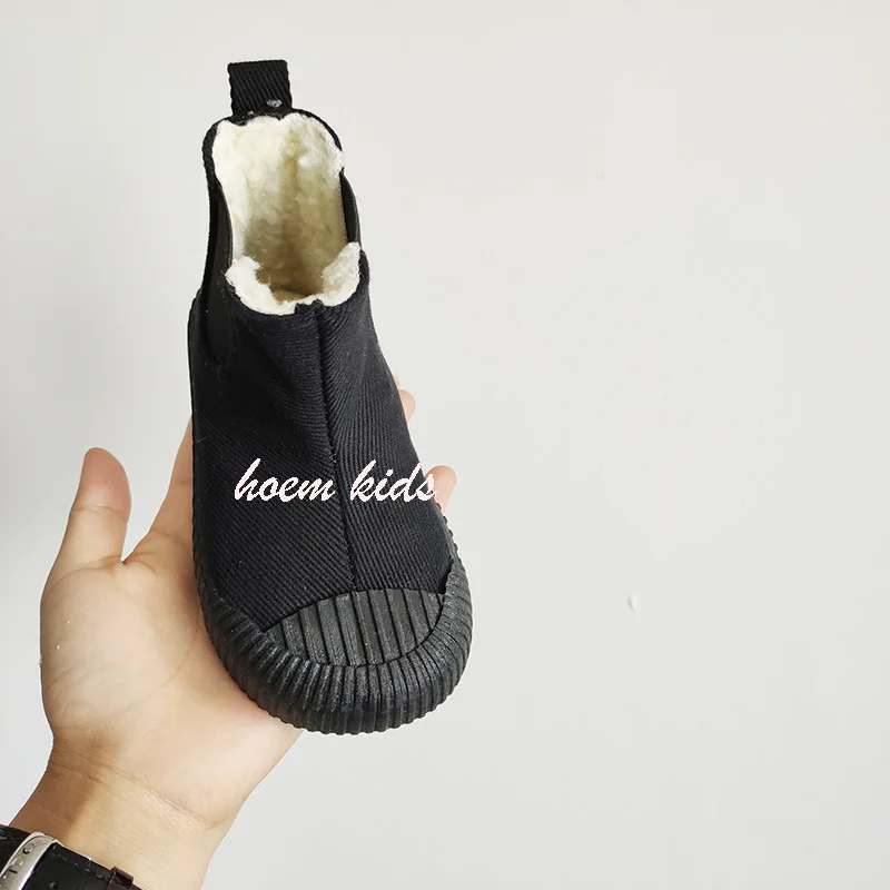 Зимние детские ботинки парусиновые для мальчиков и девочек хлопковые с мягкой