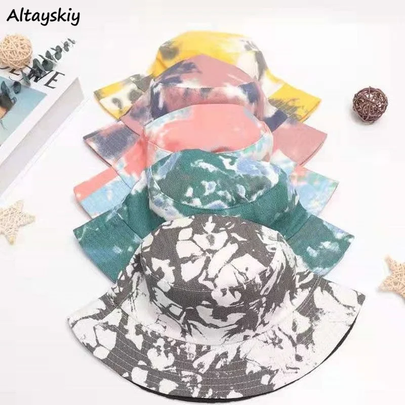 Панама женская двухсторонняя с принтом тай-дай для защиты от солнца путешествий