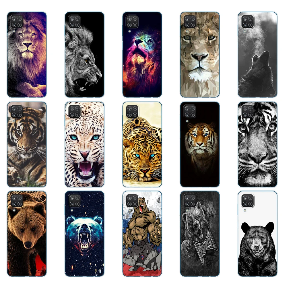 For Samsung A12 Case Soft Silicon Tpu Back Phone Cover On Samsung Galaxy A12 GalaxyA12 A 12 SM-A125F a125 Bumper wolf tiger lion