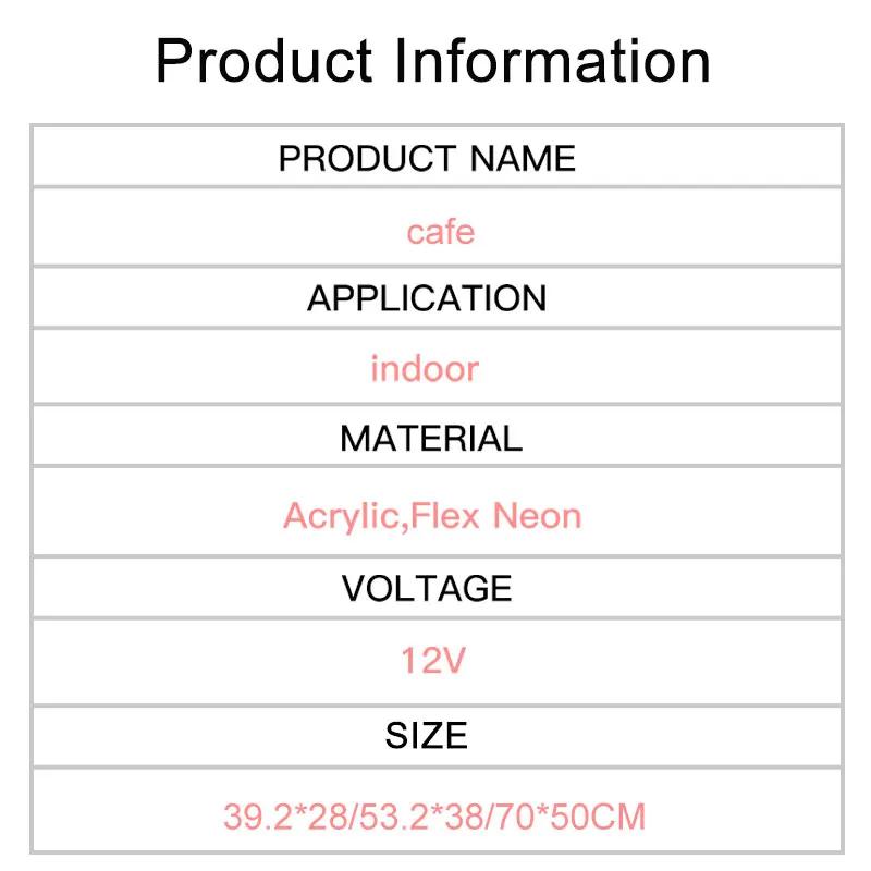 

LED Neon CAFE Logo Neon Signs Wall Sign Custom Lighting for Home House Room Letter Decor Lighting Plate Sconce Lamp Tape Decor