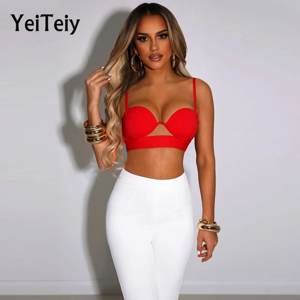 

Yeiteiy 2021 New Ladies Sling Top Summer Hot Sexy Solid Color Bra Short Vest Gathers Breathable Comfortable