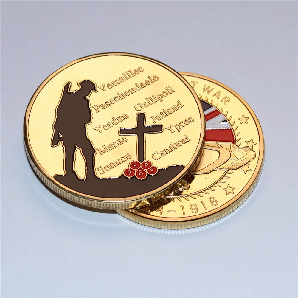 

Free Shipping 5pcs/lot, 1914-1918 WWI The Great War 100th Anniversary Commemorative Challenge Coins/ memorial metal craft