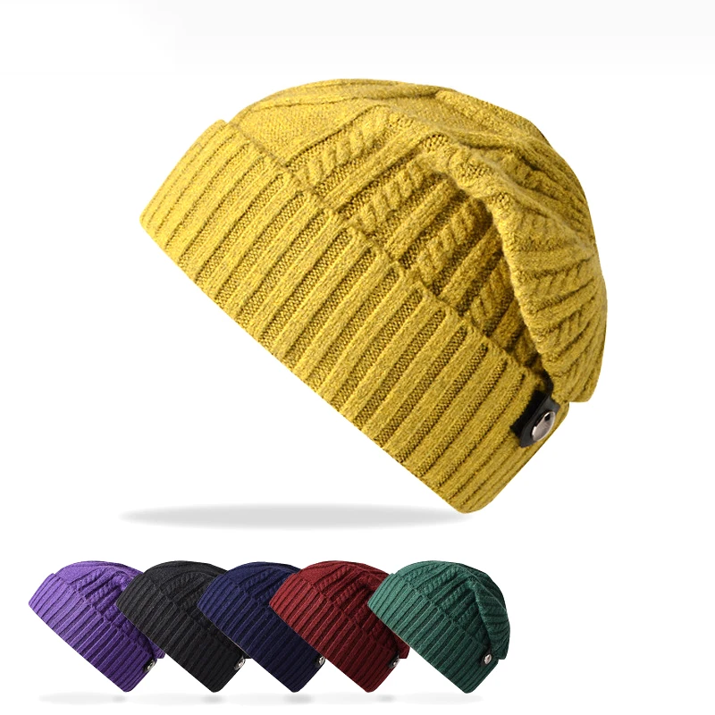 

CAMOLAND Autumn Winter Knitted Beanies For Women Men Candy Color High Quality Bonnet Cap Soft Skullcap Street Hedging Caps