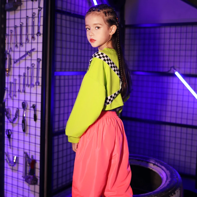 Новые танцевальные костюмы для девочек детские уличные зеленые топы розовые