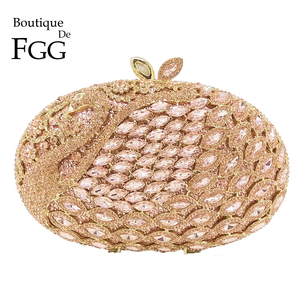 Женский клатч Boutique De FGG розовый Лебедь с кристаллами вечерняя сумочка минодьер