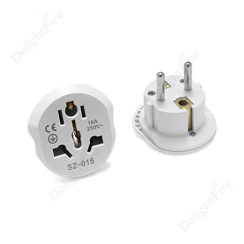 

100pcs AU US UK CN To EU Plug Adapter High Quality 250V 16A EU Plug Electric Socket Universal EU Wall Socket AC Travel Adapter