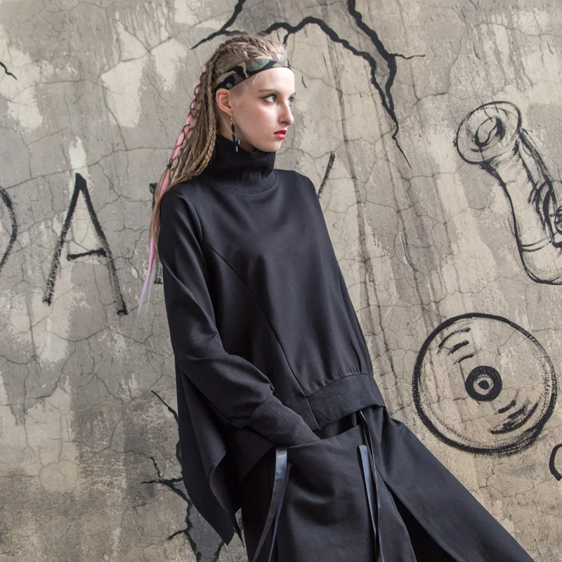 LANMREM 2020 новый осенний однотонный водолазка с рукавами летучая мышь пуловер