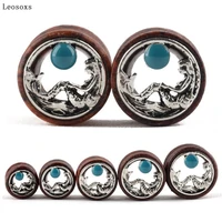 leosoxs 2pcs foreign trade hot selling wooden ear expander new mermaid ear pinna exquisite piercing jewelry