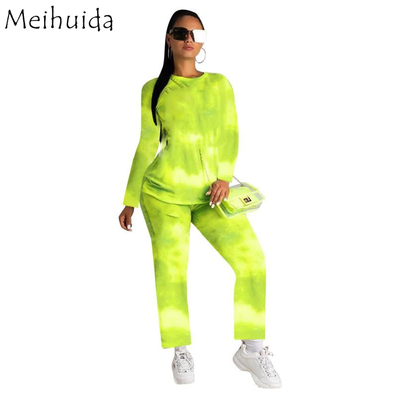 Женский спортивный костюм с принтом футболка круглым вырезом и длинными