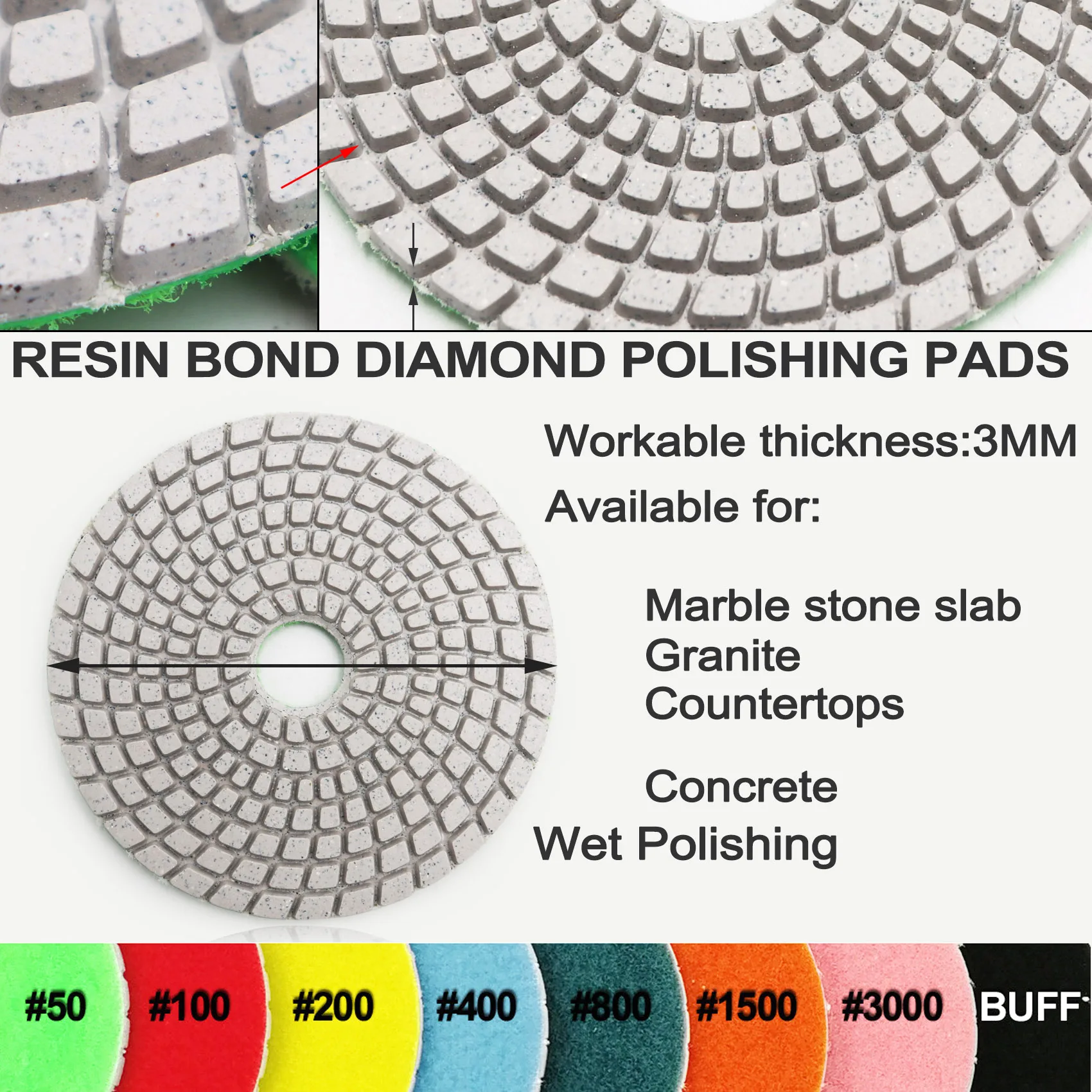 7 шт. алмазные полимерные накладки SHDIATOOL 4 дюйма/100 мм|polishing pad|resin polishing pads100mm pads |
