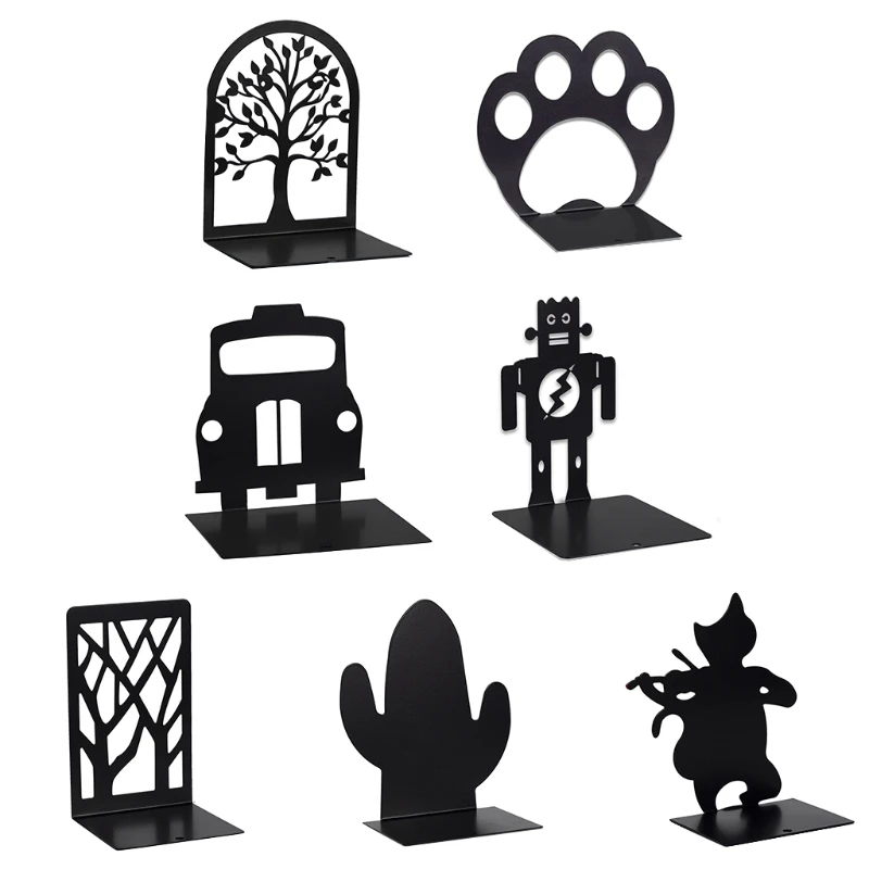 

T3EB Decorative Hollow-out Footprint/ Kitten Bookends for Heavy Books Paperbacks Hardcovers Anti-Slip Metal Book Stoppers