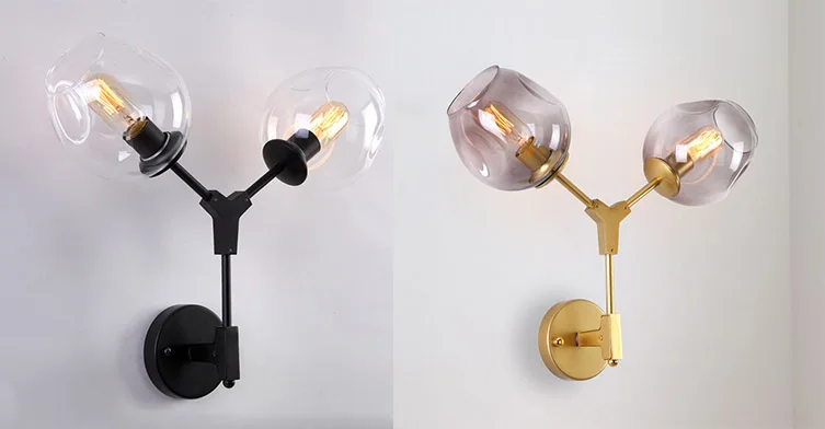 2Heads Wall lamp Дропшиппинг, современный подвесной светильник в скандинавском стиле, дизайнерские стеклянные педантные лампы, художественный декоративный светильник, Светильники для бара, столовой, гостиной - Цвет корпуса: 2Heads Wall lamp