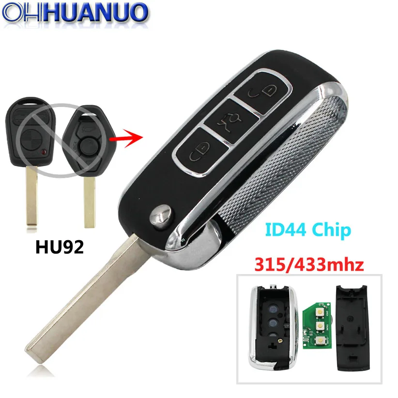 3 пуговицы серебро модифицированный Флип складной дистанционный ключ 315/433 МГц ID44
