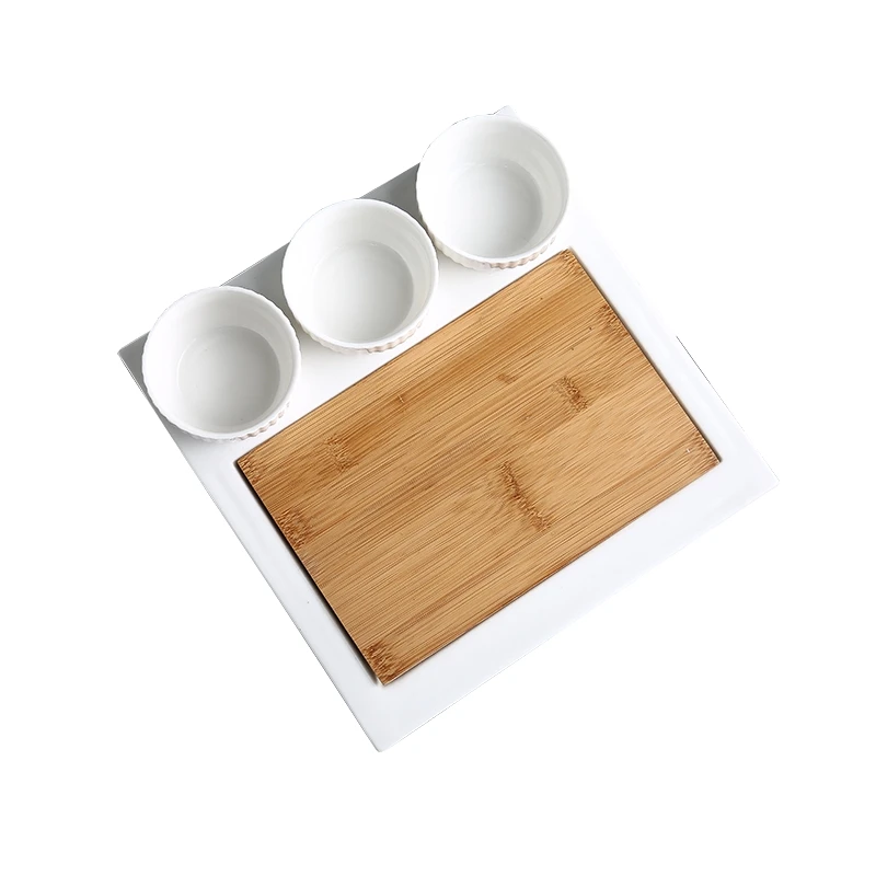 

New Ceramics Western Plate Creative Breakfast Plate Bamboo Wood Plate Chopping Board Pasta Steak Plate Bread Pad WF106