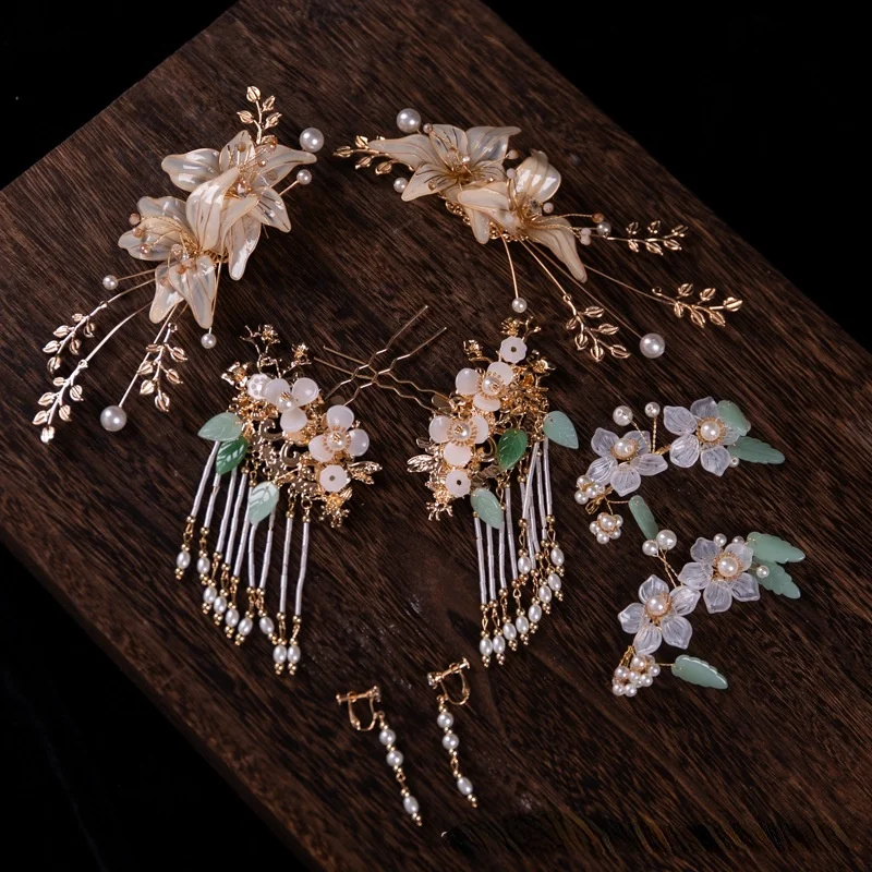 

new Chinese classic wedding bride tiara makes flower liquid flower show women hair ornaments