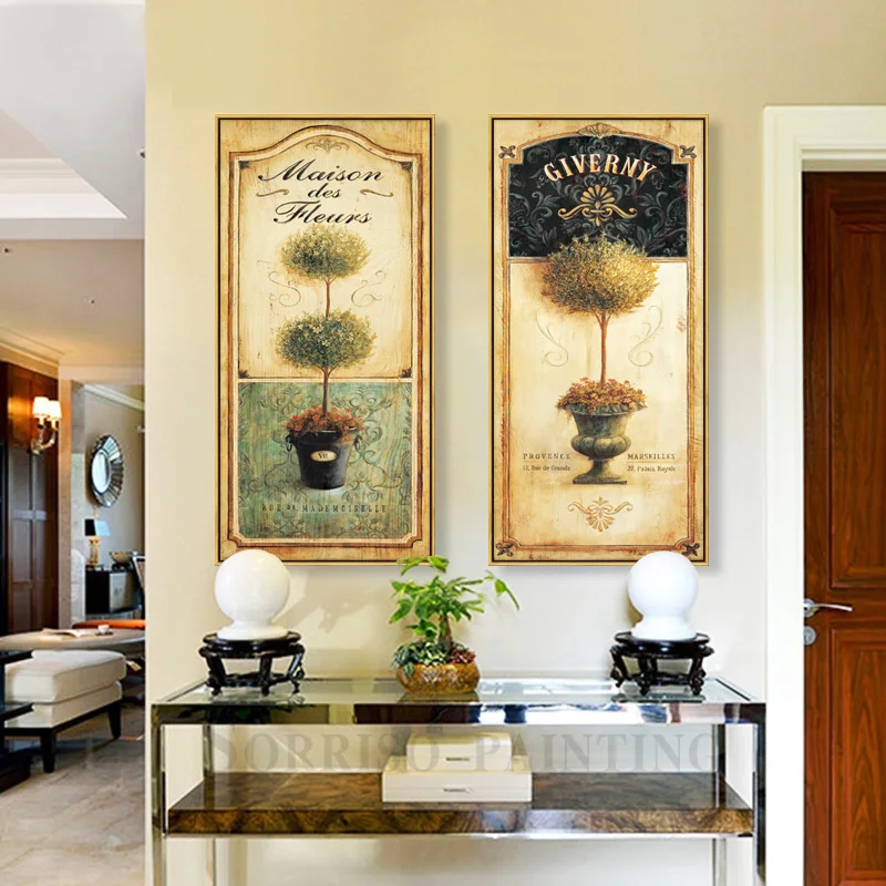 

Ретро Европейская ностальгическая Картина на холсте в горшке Декор для дома крыльца коридора настенные картины для гостиной прихожей печа...