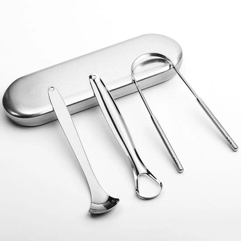 

3pcs/set Tongue Cleaning Device Oral Cleaning Care To Remove Bad Breath Tongue Brush Tongue Scraper Tongue Cleaning Kit