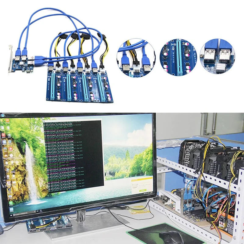 Плата расширения PCI переходник с 1 на 4 слота USB 3 0 кабели адаптера Райзер PCIE карты