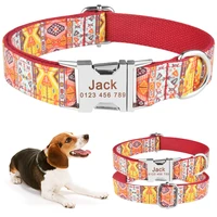 airuidog small large personalised nylon dog collar pet name id tag engraved adjustable