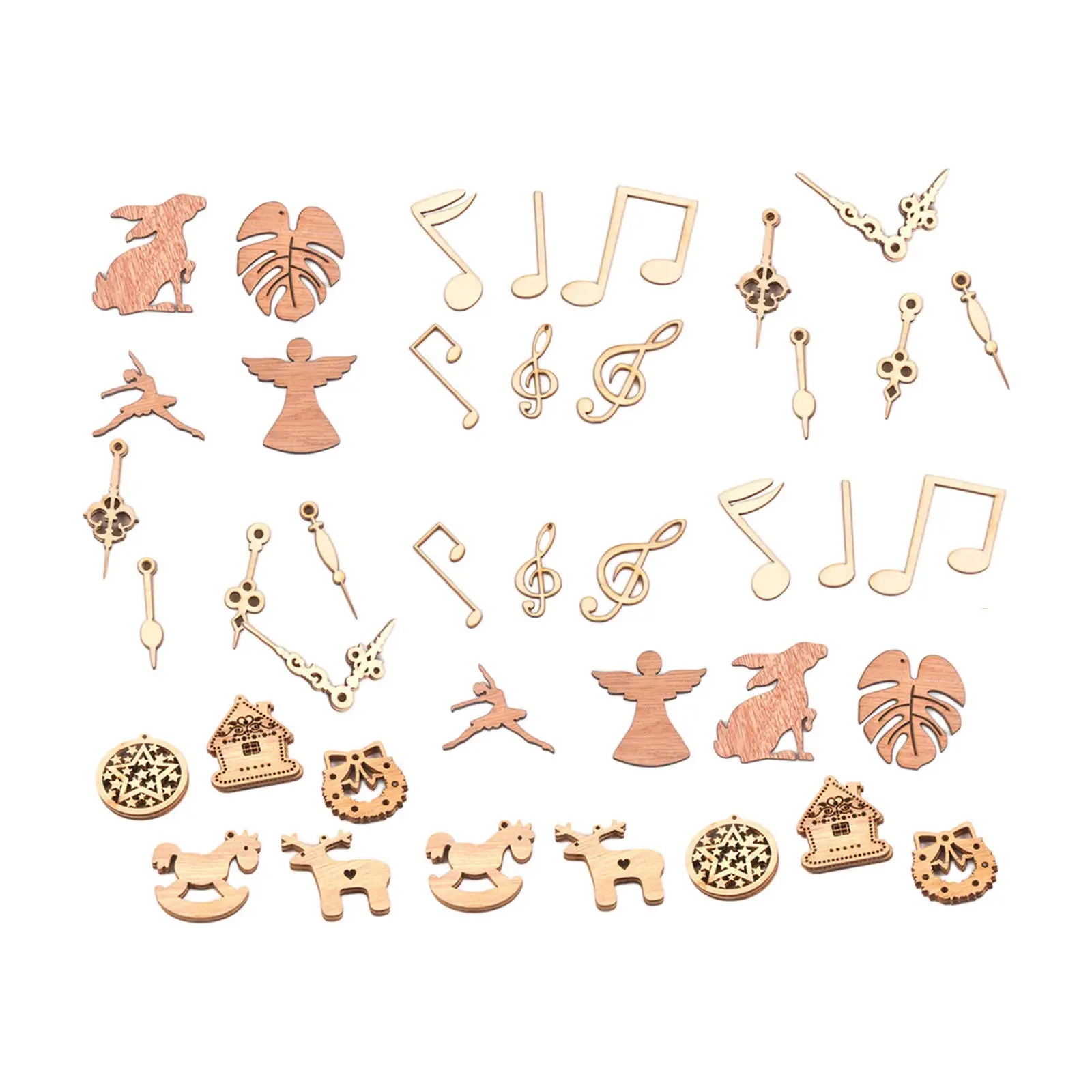 

40 Pieces Mixed Unfinished Wooden Ornaments Hanging Embellishments Scrapbook Pointer for DIY Card Making Birthday Decorations