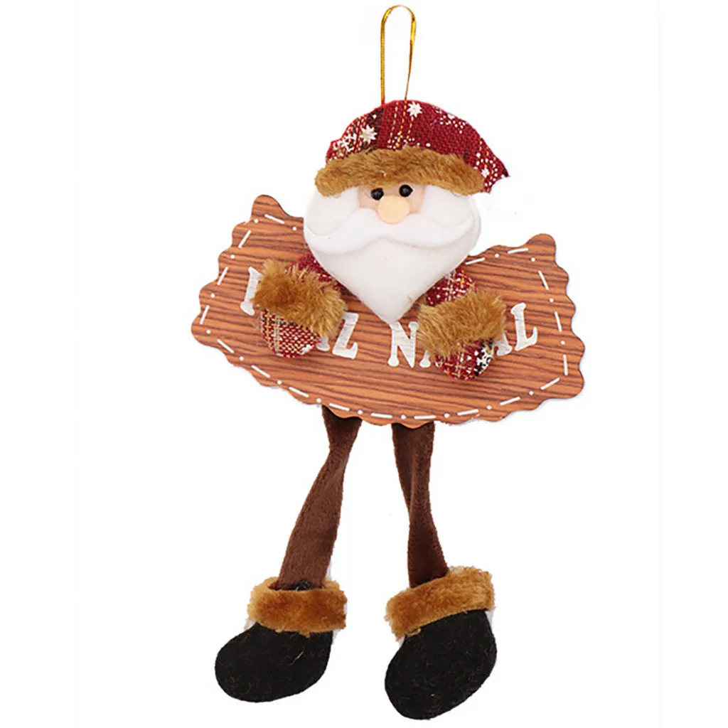 2019 рождественские деревянные подвески со знаком Снеговик Олень Медведь ткань