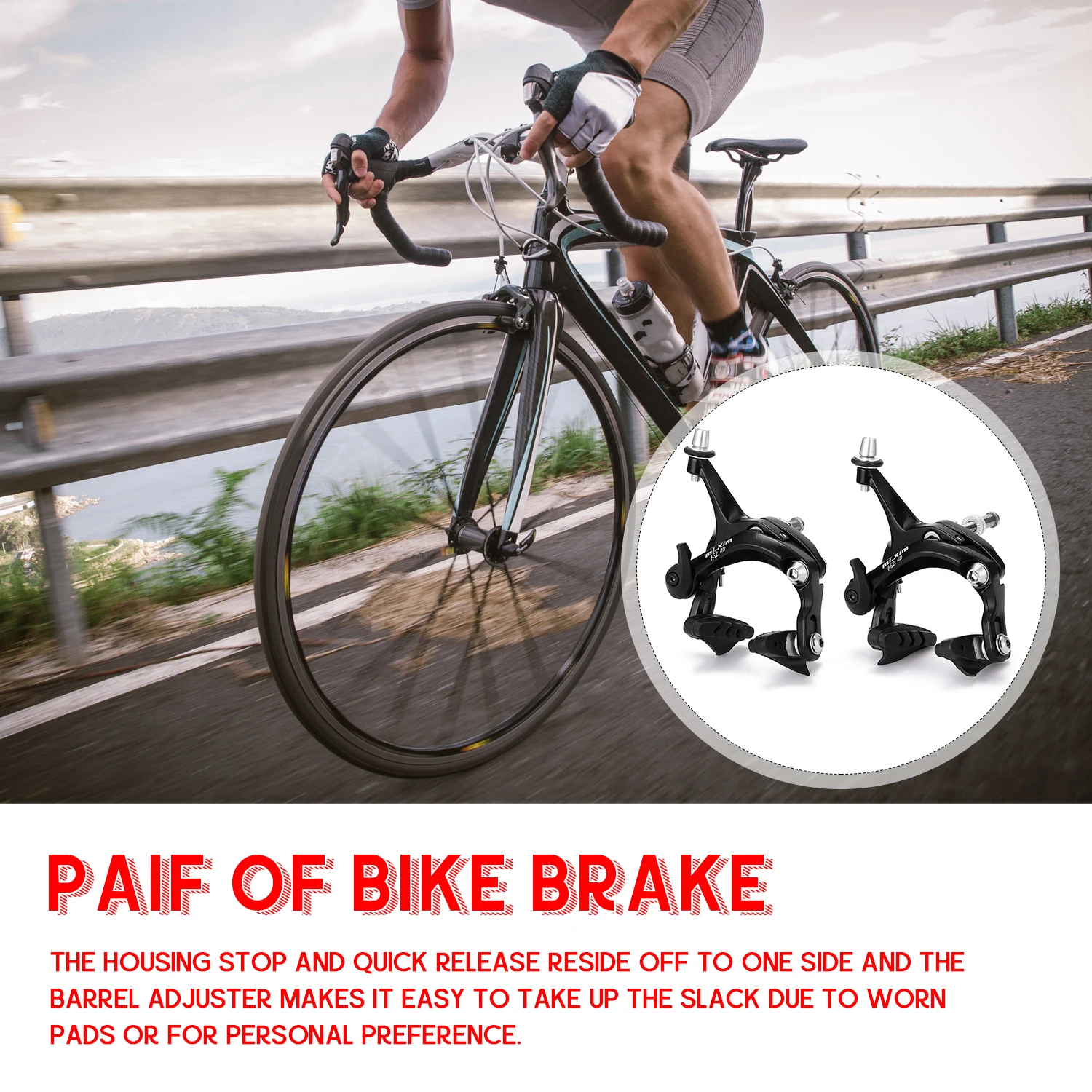 

2pcs/set Bicycle Brake for Racing Road Dual Pivot Caliper BMX MTB Bike Aluminum Alloy Side Pull Caliper Brake Front Rear Brake