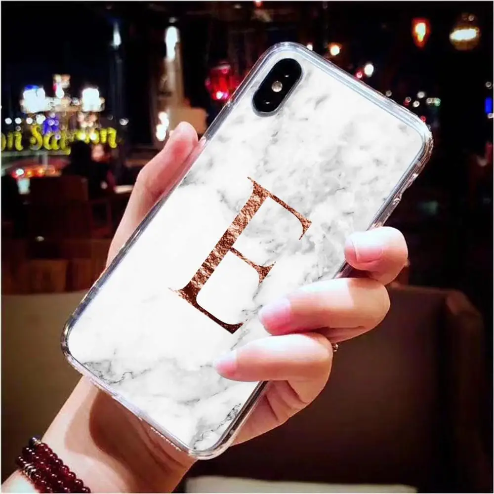 Чехол для телефона из мягкого TPU с белым мраморным монограммой букв A B C D для iPhone 5S 5 SE 6 6s Plus 7 7Plus 8 8Plus X XS Max XR.