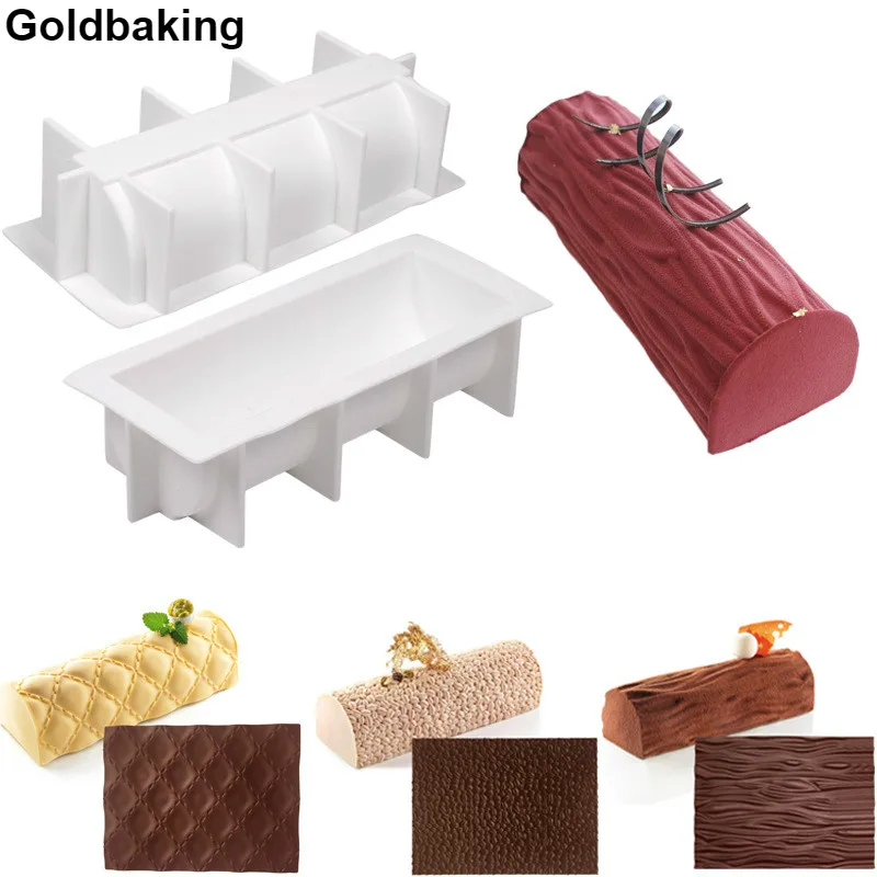 

Silicone Swiss Cake Mould Yule Log Mold Large Buche Form Silicon Fondant Mat Impression Lace Moulds