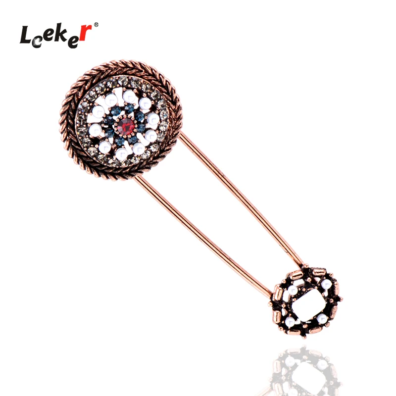 LEEKER нежные полые цветы зажим для бумаги Класс Циркон булавка женщин винтажные