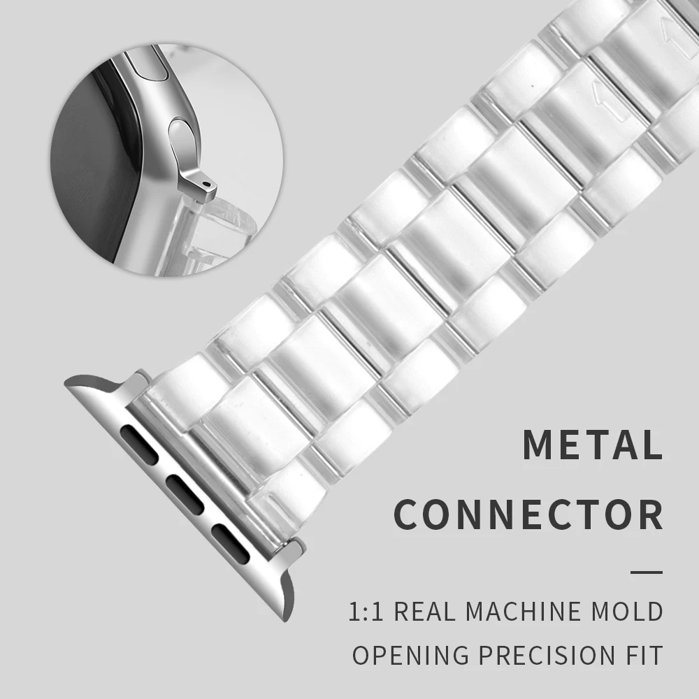 

For iwatch series 6 5 4 3 2 Transparent Steel Watchband 44mm 40mm Resin Watch Strap For Apple Watch 6 5 4 Band 42mm 38mm