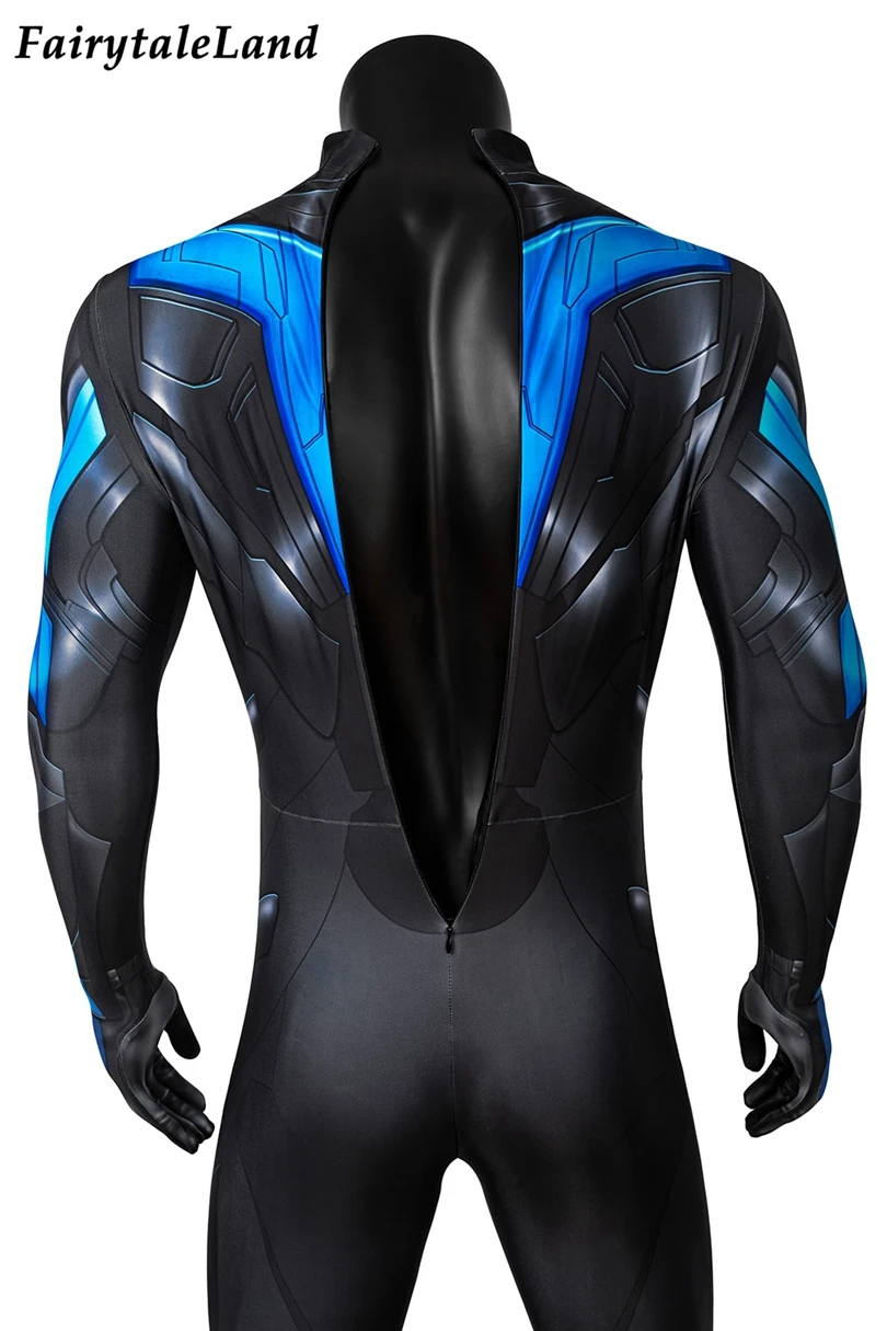 

Titans Nightwing Jumpsuit Cosplay Dick Grayson Costume Halloween Carnival Superhero Bodysuit 3D Printing Zentai Suit