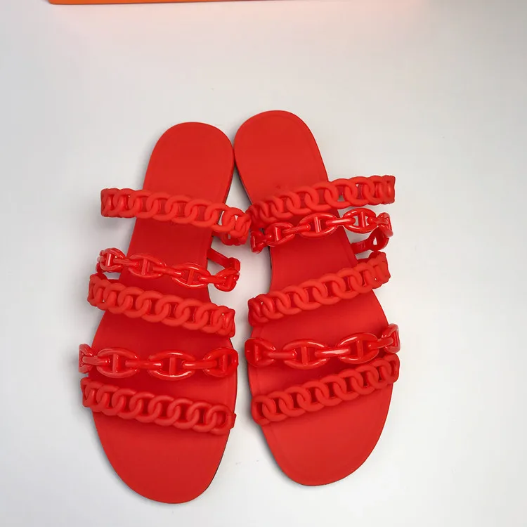 

Slippers Women Summer Big Size Female Shoes Transparent Heel Slides 2021 Flat Beach Rome Scandals Basic PU PVC Fabric Hoof