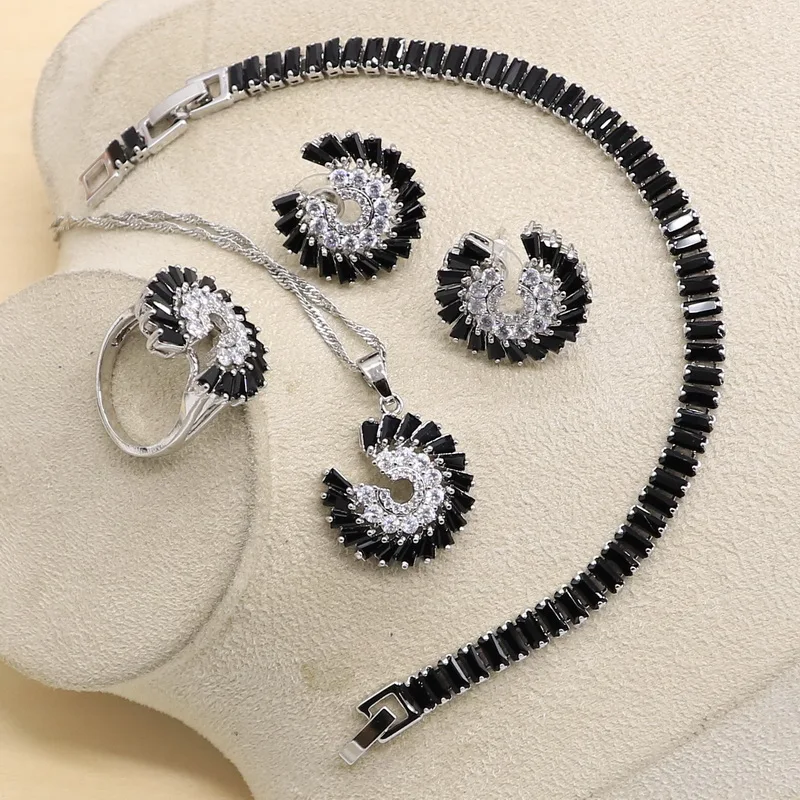 Black Wedding Dubai Jewelry Sets Earrings For Women Luxury Bracelet Rings Bridal Pendant Necklace Set | Украшения и аксессуары