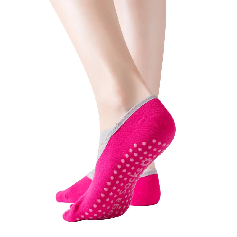 

4 Pair Women Yoga Socks Anti-skid Particles Cross Solid Color Dancing Pilates Yoga Socks Comfortable Cotton Sports Socks EDF88