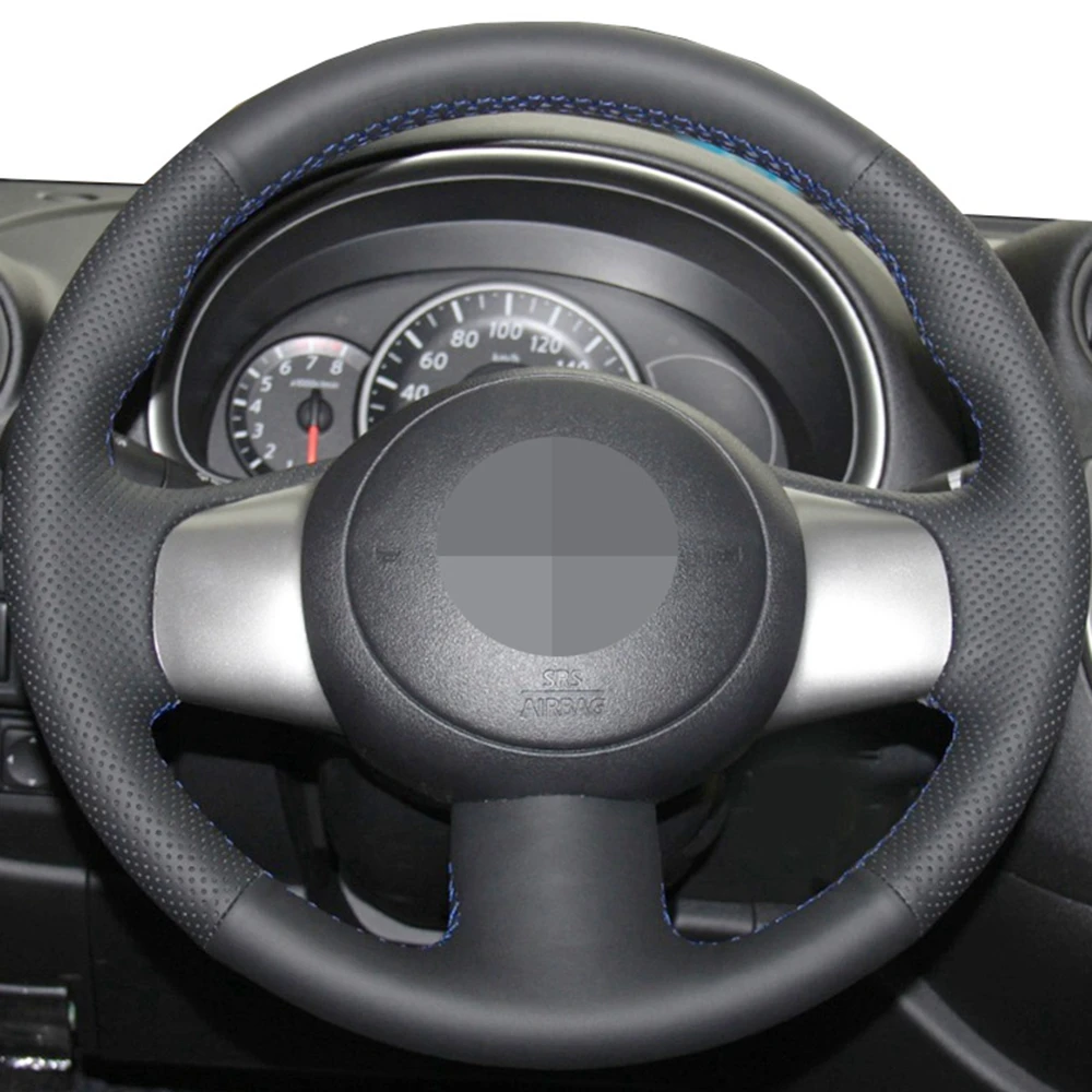 Чехол рулевого колеса автомобиля для Nissan March 2010-2015 Versa 2012-2014 Sunny 2011-2013 черная сшитая