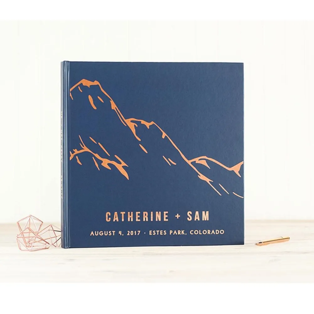 

Personalized Mountain Wedding Guest Book Mr and Mrs names Guestbook landscape cutom Engagement Keepsake Book Modern Journal