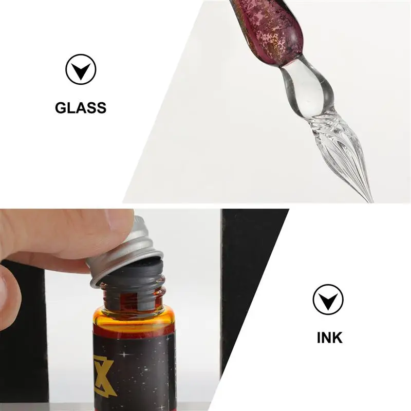 

1 Set of Glass Dip Pen Ink Calligraphy Pens Set for Beginners Delicate Pen Gift