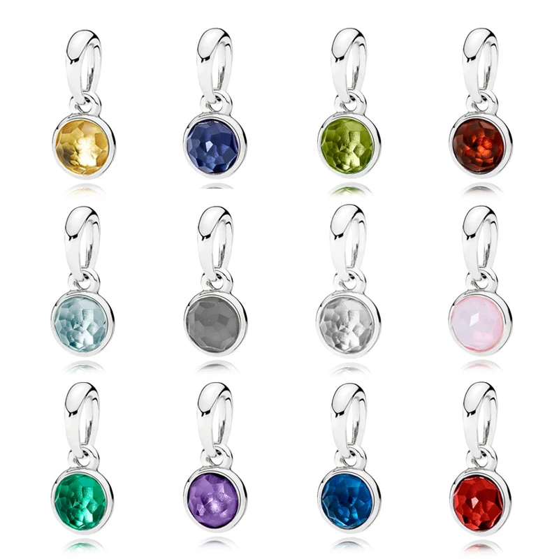 

2019 Fashion New 925 Silver January To December Drop Pendant With A Variety Of Color Stone Ladies Pendant Diy Jewelry Gift